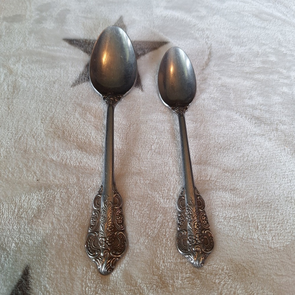 National Stainless Lady Theresa Set of 2 Spoons Made In Japan Replacements